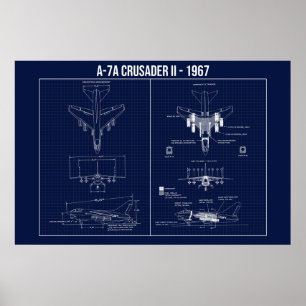 Affiche LTV A-7 Corsair II Plan directeur 1967