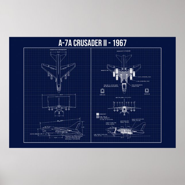Affiche LTV A-7 Corsair II Plan directeur 1967 (Devant)