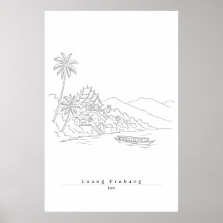 Affiche Luang Prabang Laos Art en ligne minimaliste