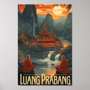 Affiche Luang Prabang Laos Illustration de voyage d'art Vi