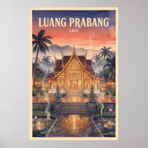 Affiche Luang Prabang Laos Voyage Vintage