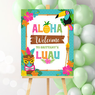 Affiche Luau Aloha Hawaiian Tropical Birthday Welcome