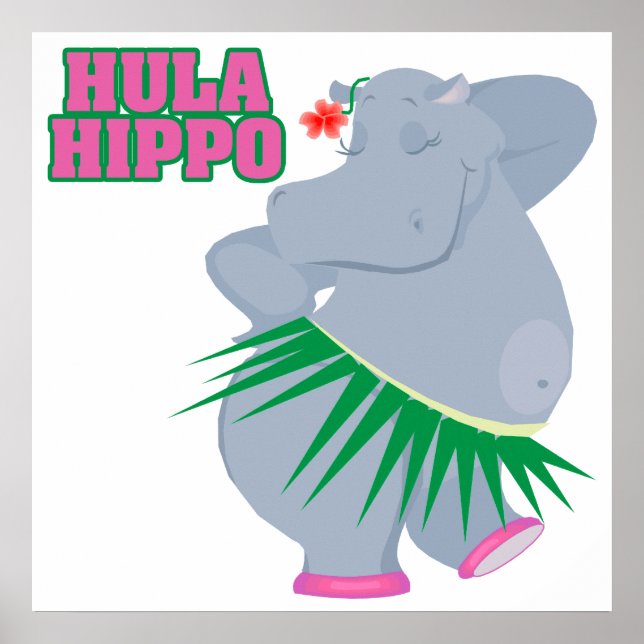 Affiche luau hula hippo (Devant)