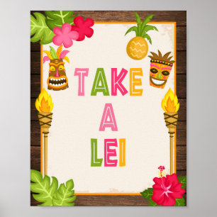 Affiche Luau Take a Lei Sign