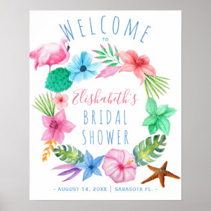 Affiche Luau tropical wreath bridal shower welcome sign