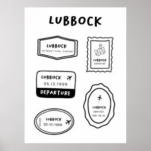 Affiche Lubbock - Collection de timbres de voyage   Concep