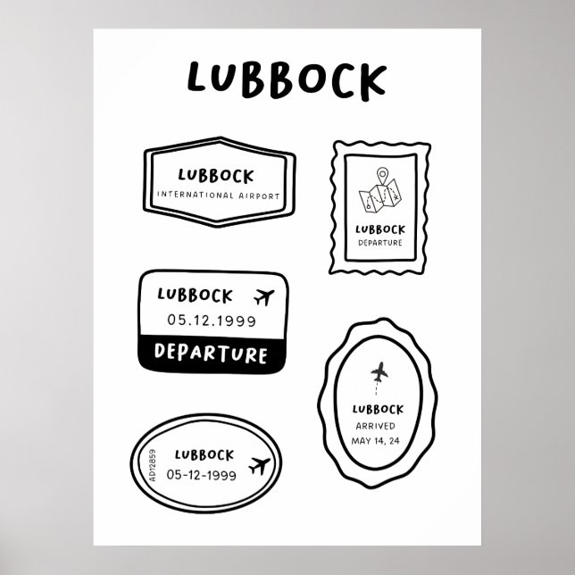 Affiche Lubbock - Collection de timbres de voyage | Concep (Devant)