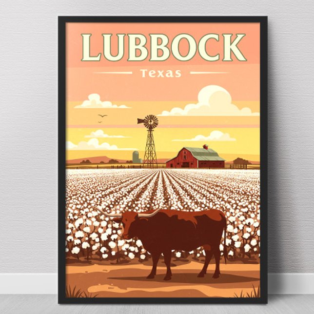 Affiche Lubbock Texas vintage (Créateur téléchargé)