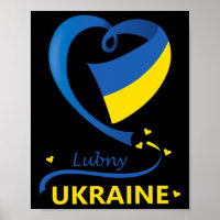 Lubny Ukraine Drapeau National Emblème du cœur Crê