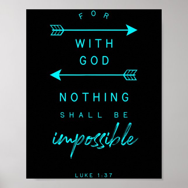 Affiche Luc 1 37 Avec Dieu Impossible Bible Verse Citation (Devant)