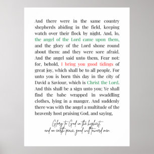 Affiche Luc 2:8-14 Verse de la Bible, Noël