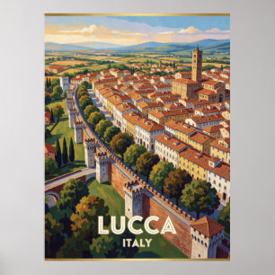 Affiche Lucca Italie Remparts de la ville Scène de voyage