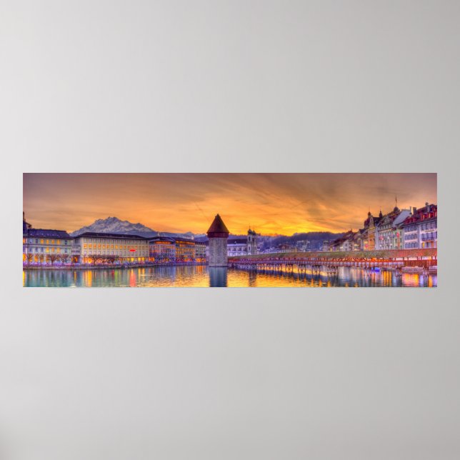 Affiche Lucerne Suisse HDR Photographie panoramique (Devant)