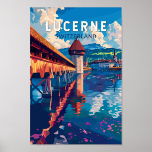 Affiche Lucerne Suisse Travel Art Vintage