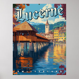 Affiche Lucerne Suisse Vintage voyage