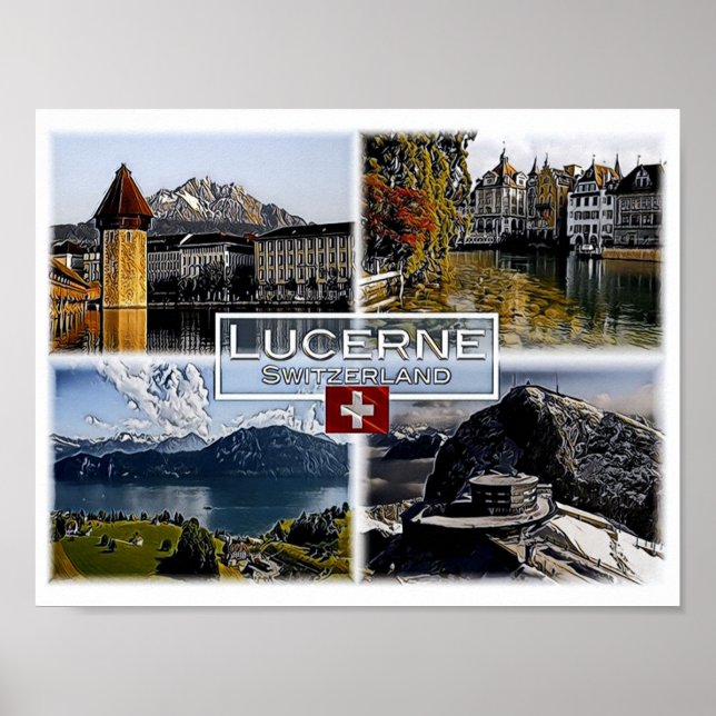 Affiche Lucerne - Switzerland - Mosaic - (Devant)