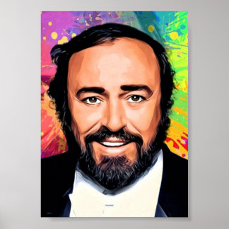 Affiche Luciano Pavarotti Portrait coloré