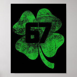 Affiche Lucky 67 Trèfle Vert Shamrock St Patrick Vintage