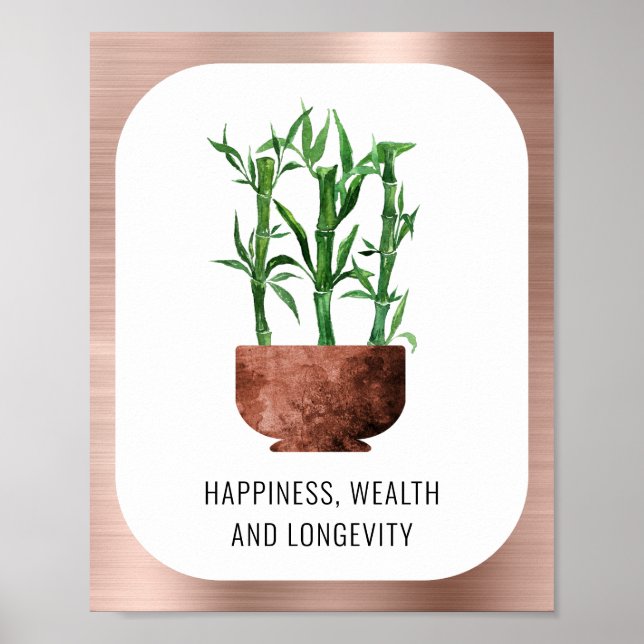 Affiche Lucky Bamboo Bonheur Wealth Longevity Rose Gold (Devant)