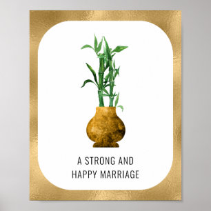 Affiche Lucky Bamboo Strong Happy Mariage Gold Metallic