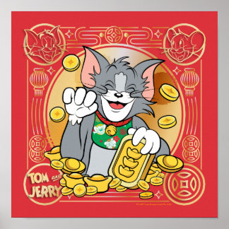 Affiche Lucky Cat Jerry Avec Sycees Or
