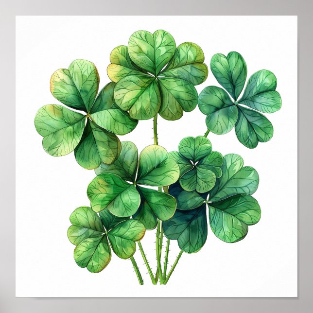 Affiche Lucky Clover Art Print, Botanical Wall Art (Devant)