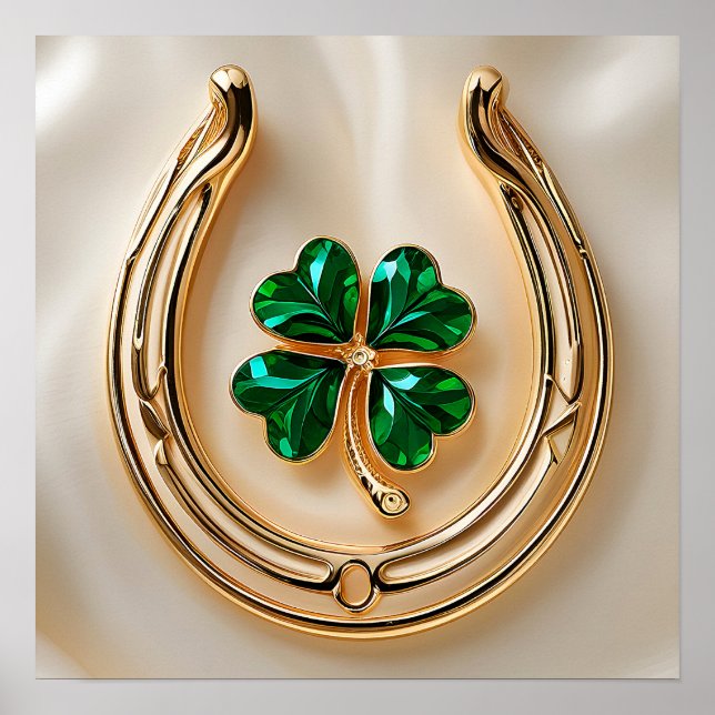 Affiche Lucky clover with Gold Horseshoe (Devant)