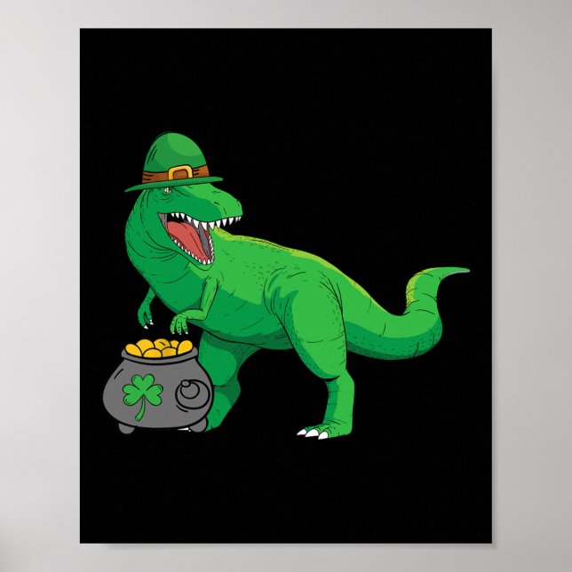 Affiche Lucky Dino-saur Saint-Patrick drôle T-rex Irlandai (Devant)
