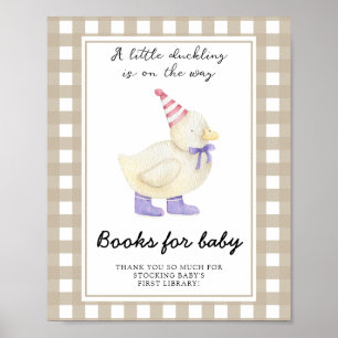 Affiche Lucky Duck baby shower - livres pour bébé