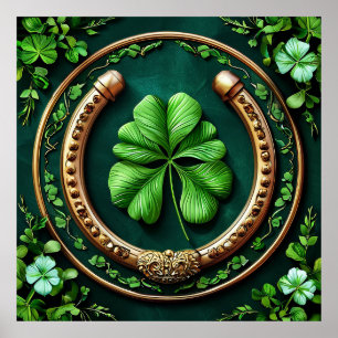 Affiche Lucky Horseshoe et Clover Design