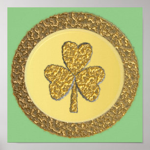 Affiche Lucky Irish Shamrock Gold Coin