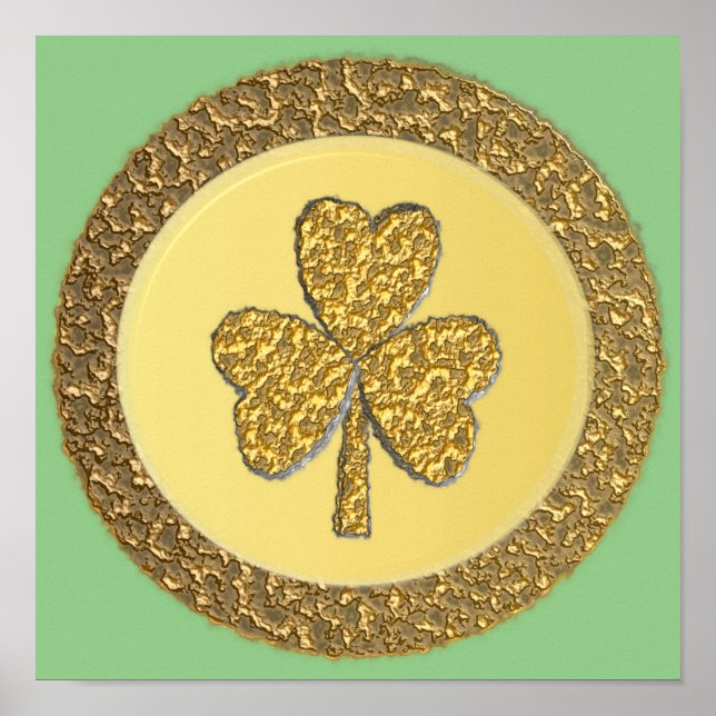 Affiche Lucky Irish Shamrock Gold Coin (Devant)