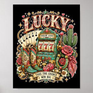 Affiche Lucky Las Vegas Western Cowgirl Turquoise Rodeo