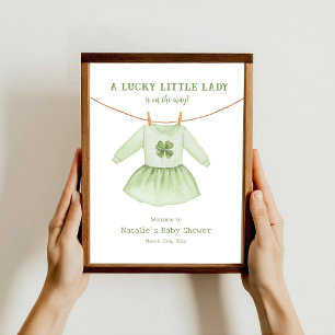 Affiche Lucky Little Lady St Patrick's Baby shower Bienven
