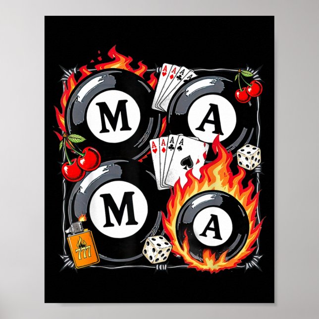 Affiche Lucky Mama Billiard 8 Cherry Mother's Day Mom Life (Devant)