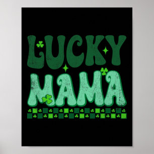 Affiche Lucky Mama Famille Matching Rétro Groovy St Patric