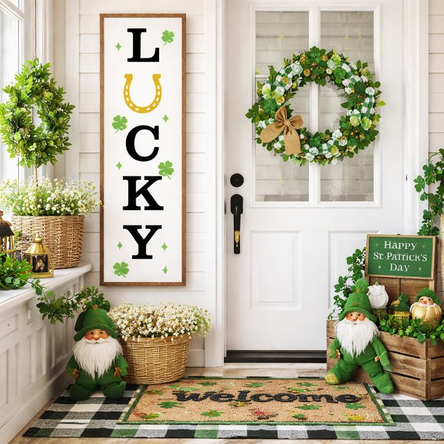 Affiche Lucky Vertical Sign with Horseshoe and Clovers (Créateur téléchargé)