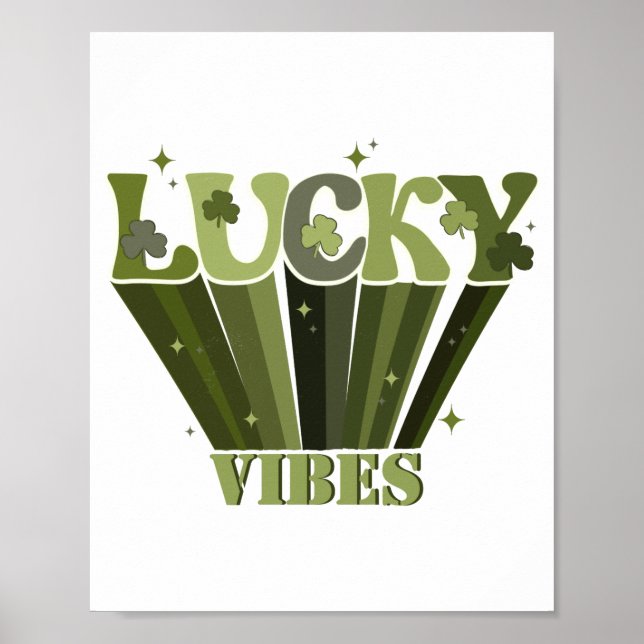 Affiche Lucky Vibes Rétro St Patrick's Day Irish Shamrock  (Devant)