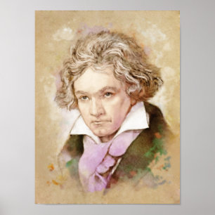 Affiche Ludwig van Beethoven Portrait im Aquarell Style