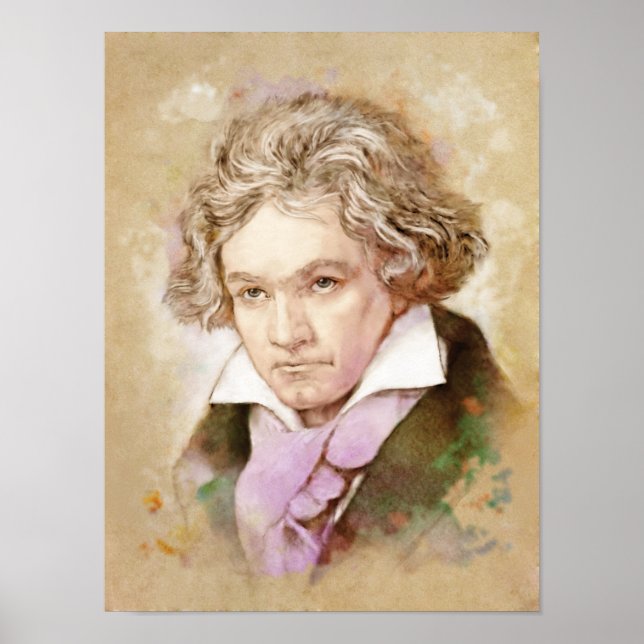 Affiche Ludwig van Beethoven Portrait im Aquarell Style (Devant)