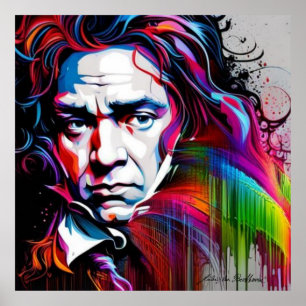 Affiche Ludwig van Beethoven Vibrant Unique 40"x40"