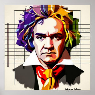 Affiche Ludwig van Beethoven Vibrant Unique 40"x40"