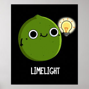 Affiche Lueur de chaux Funny Fruit Lime Pun Dark BG