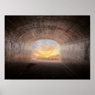 Affiche lueur du lever du soleil dans le tunnel