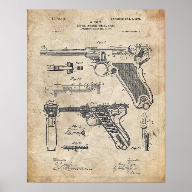 Affiche Luger Pistol Parabellum Brevet (Devant)