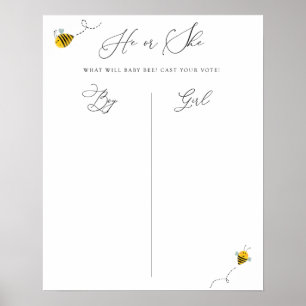 Affiche Lui ou Elle Abeille Baby shower Genre Jeu