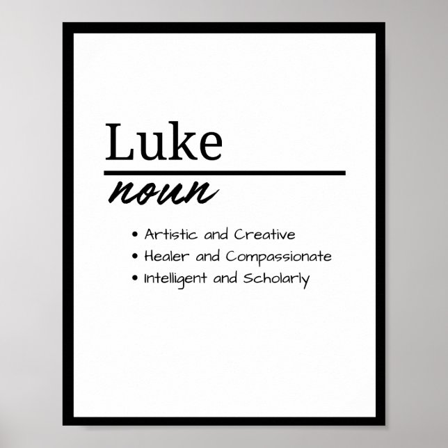 Affiche Luke, Garçon Nom Personnalisé Définition (Devant)