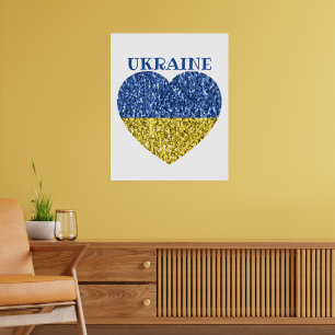Affiche L'Ukraine drapeau parties scintillant faux pétille