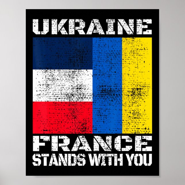 Affiche L'Ukraine La France est avec vous Drapeau de souti (Devant)