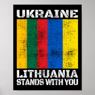 Affiche L'Ukraine la Lituanie est avec vous le soutien li